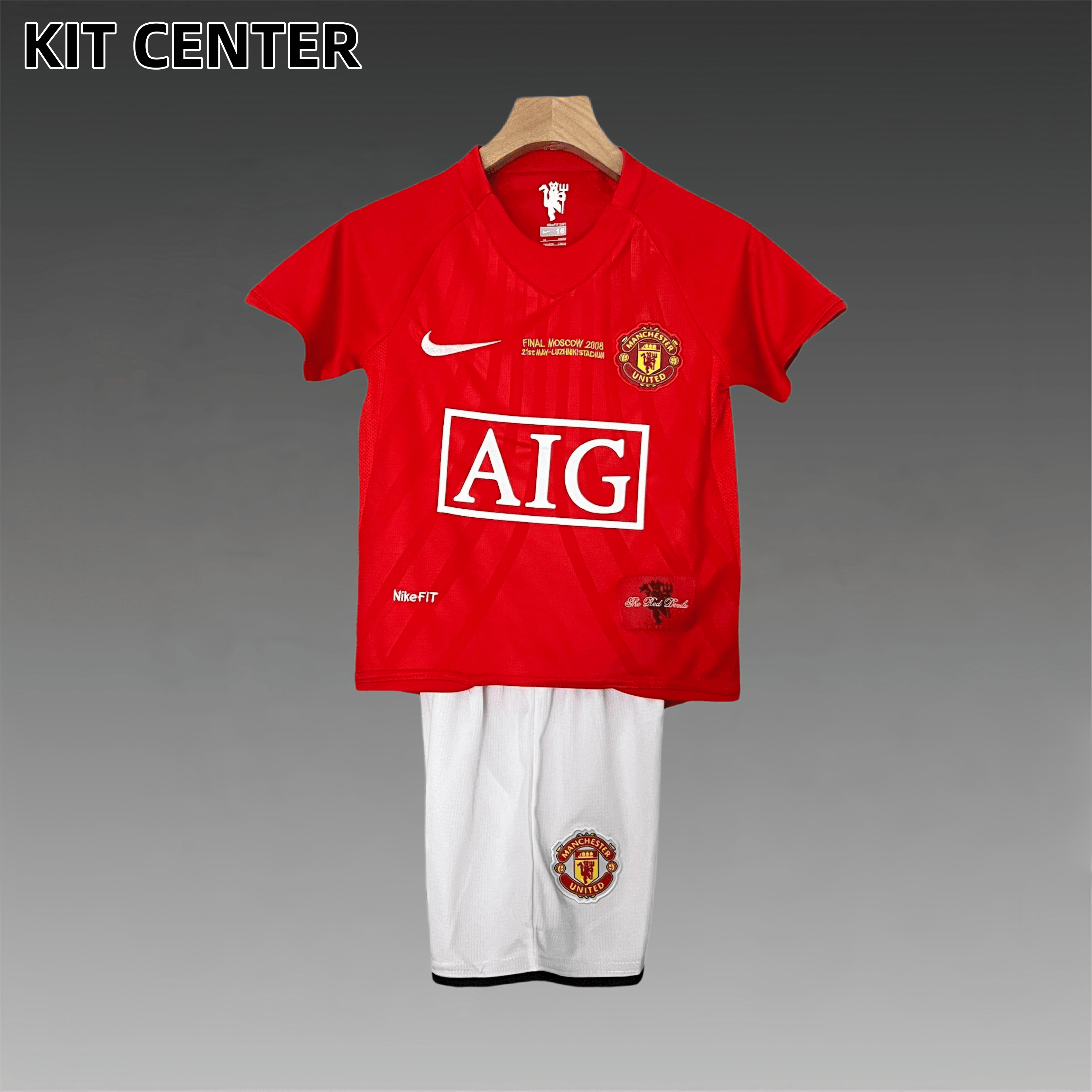 07/08 Manchester United Champions League homeretro football jersey  Kids Kit
