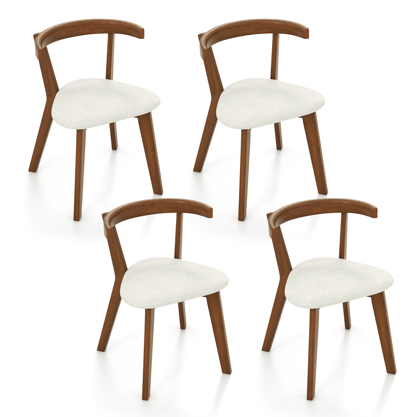 Multifunctional Wooden Dining Chair Set (2/4 pieces) - Space-saving hanging cushioned seat with curved backrest, armless rustic style living room dining chair