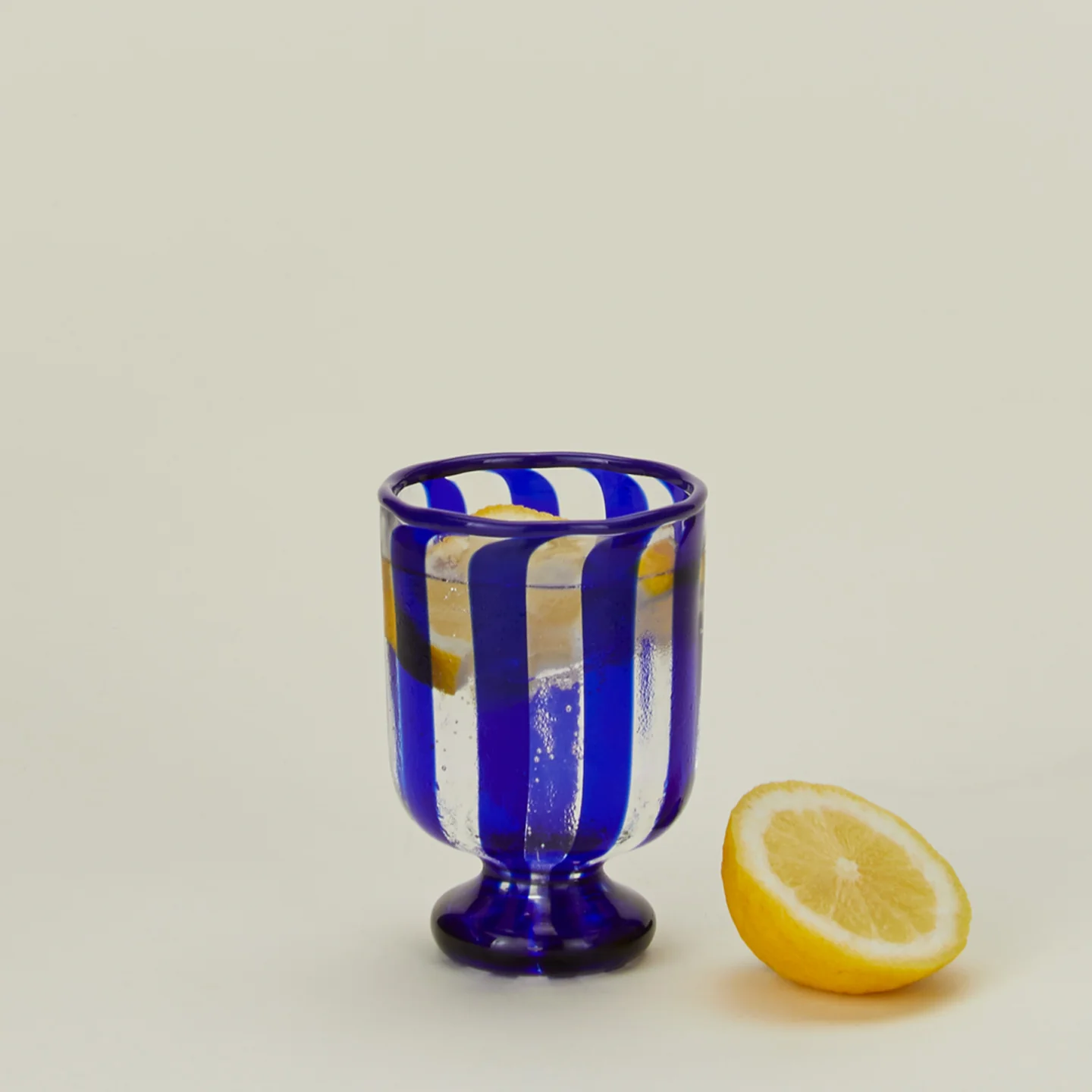 Striped Murano Wine Glass - Cobalt
