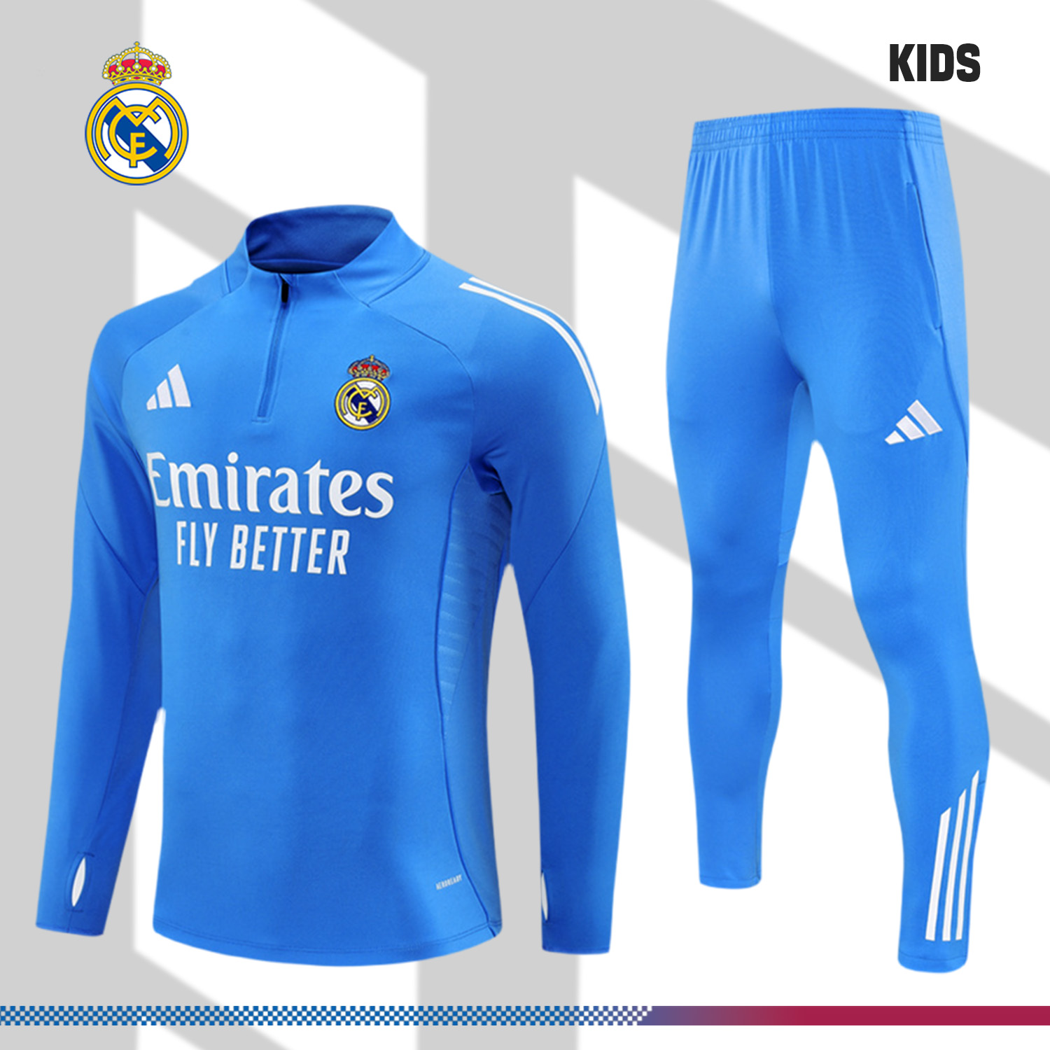 2025/2026 Real Madrid Kids Half Zip Training Kit (Kids Kit)