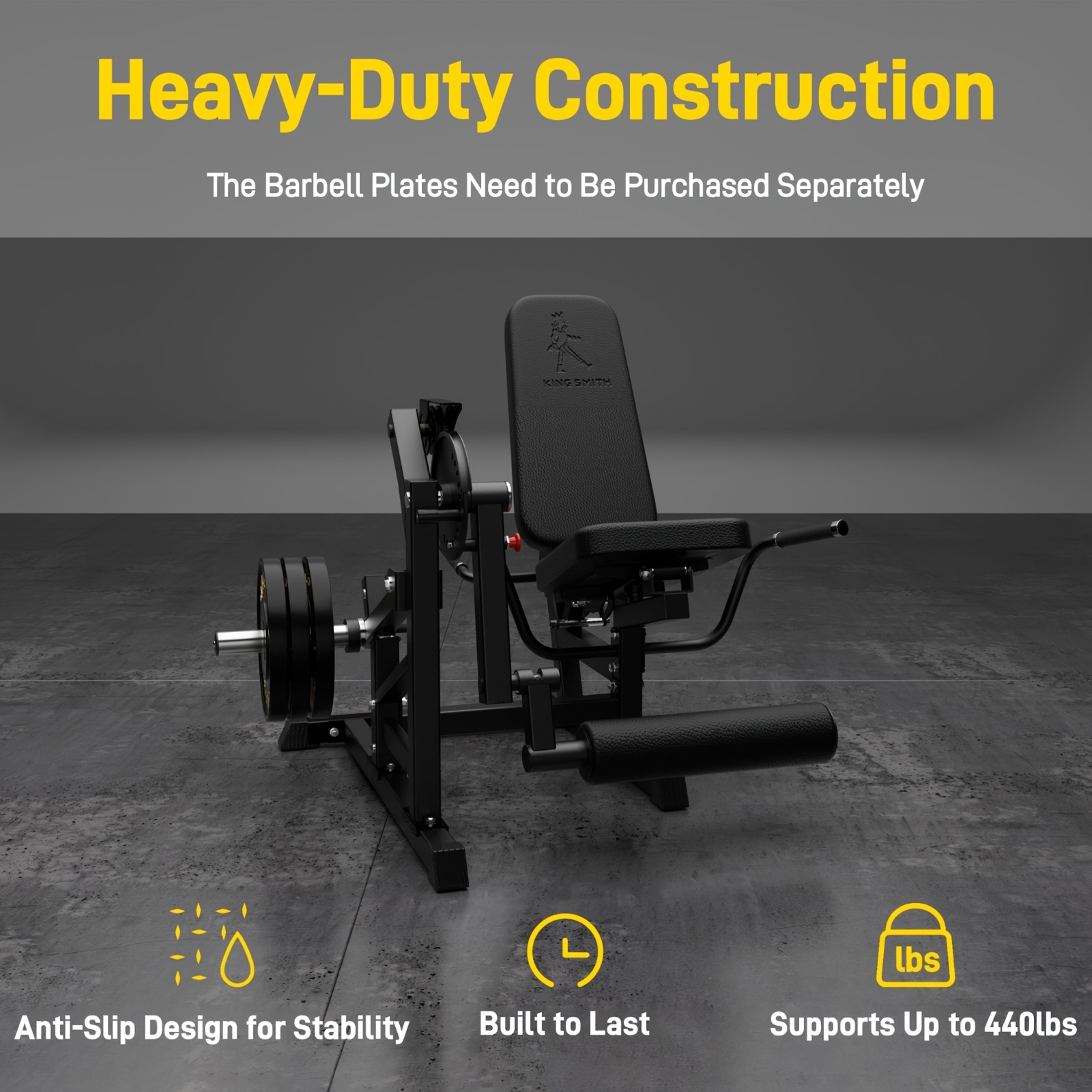 KINGSMITH Home Leg Fitness Equipment, Leg Flexion and Extension Trainer, Adjustable Leg Curl Machine with Rope System
