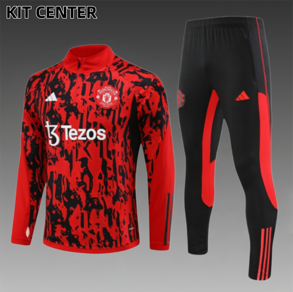 23/24 Manchester United Red Half Zip Training Kit (Adult Kids Kit)
