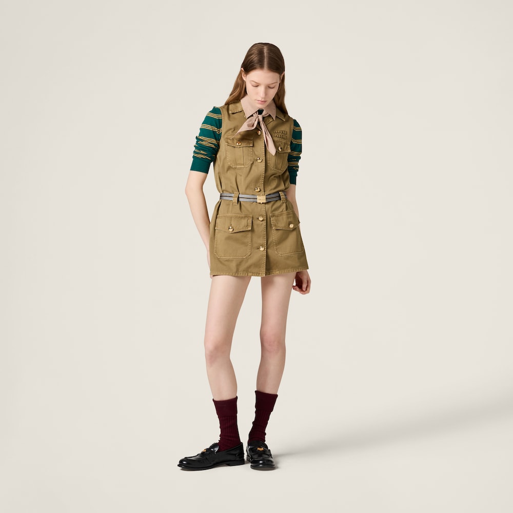 Garment-dyed cotton satin dress