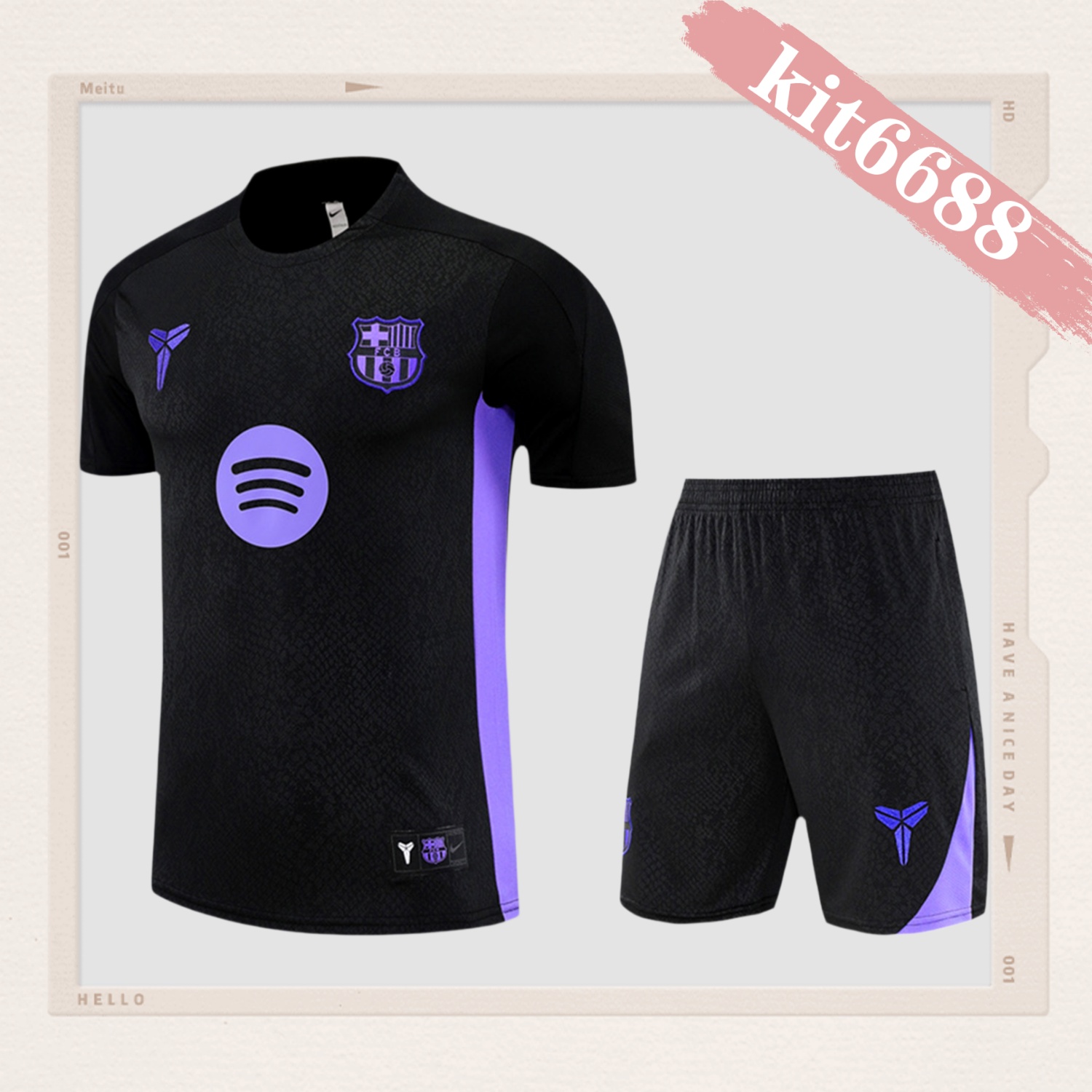 2025/2026 Barcelona Kids Short Sleeve Training Clothes (Kids Kit)
