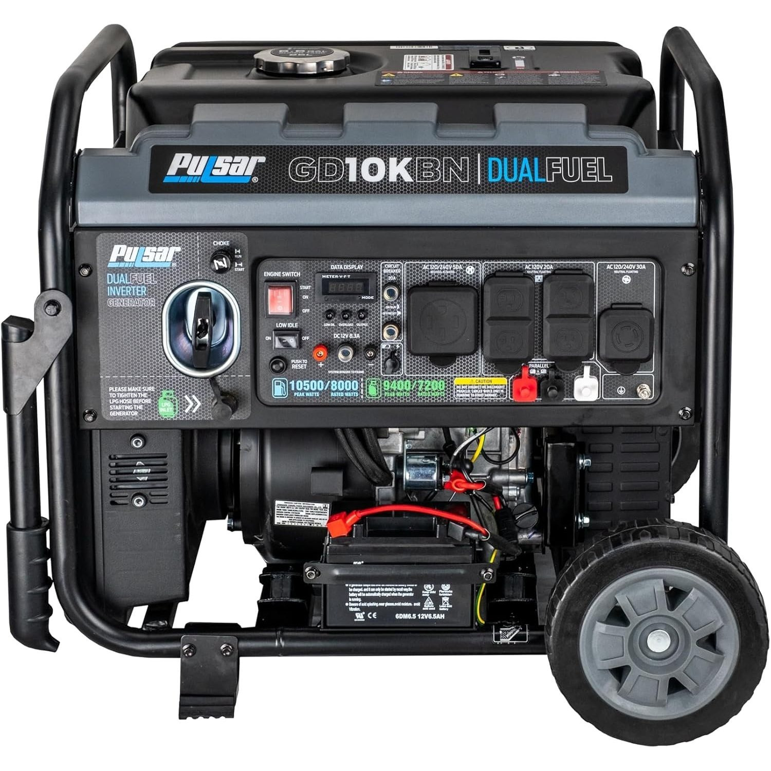 Pulsar 10500W Dual Fuel Portable Inverter Generator for Home and Camping Use GD10KBN