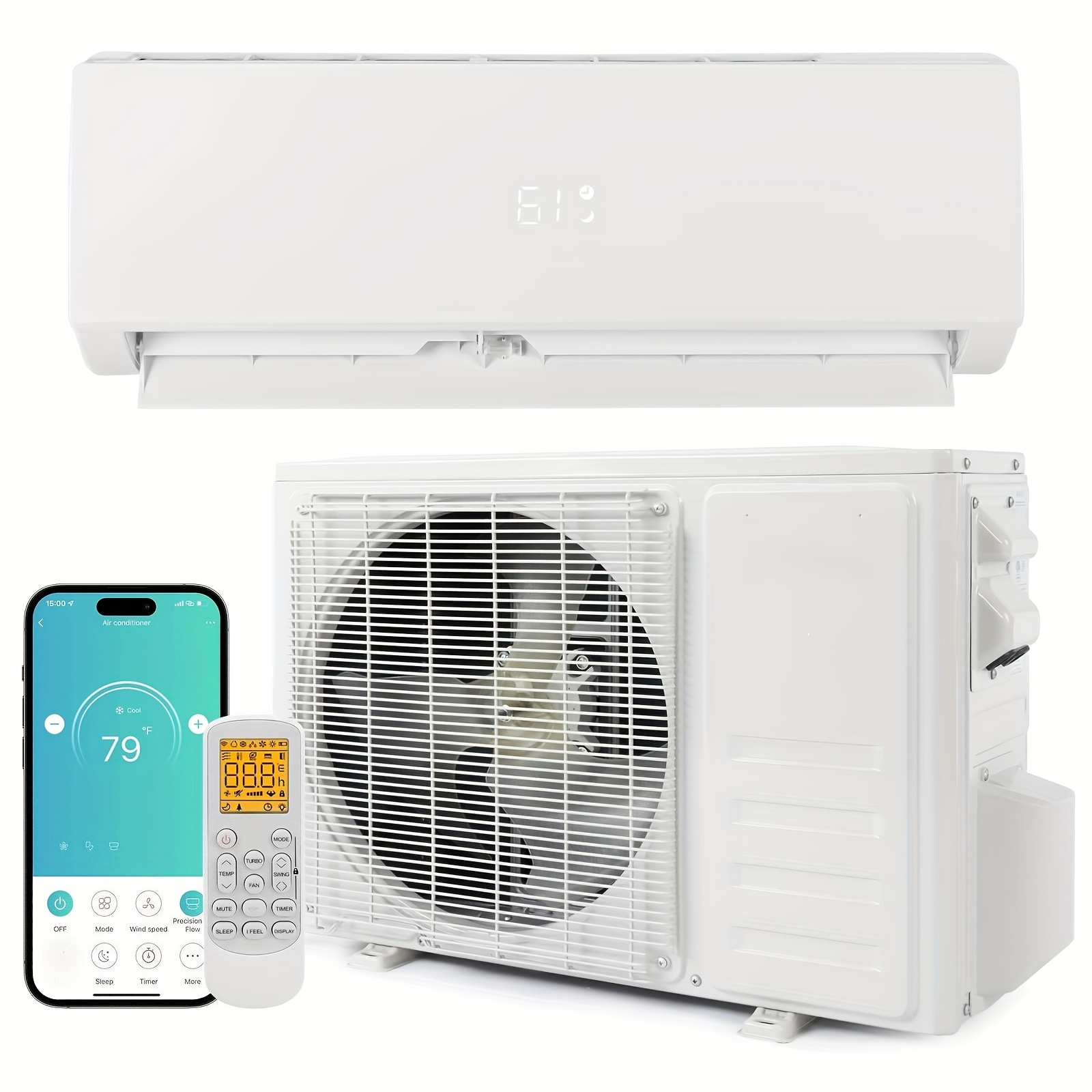 Split-type air conditioner, 9000BTU/11500BTU/12000BTU, pre-charged condenser, split-type air conditioning system, heat pump, remote control, comes with installation kit