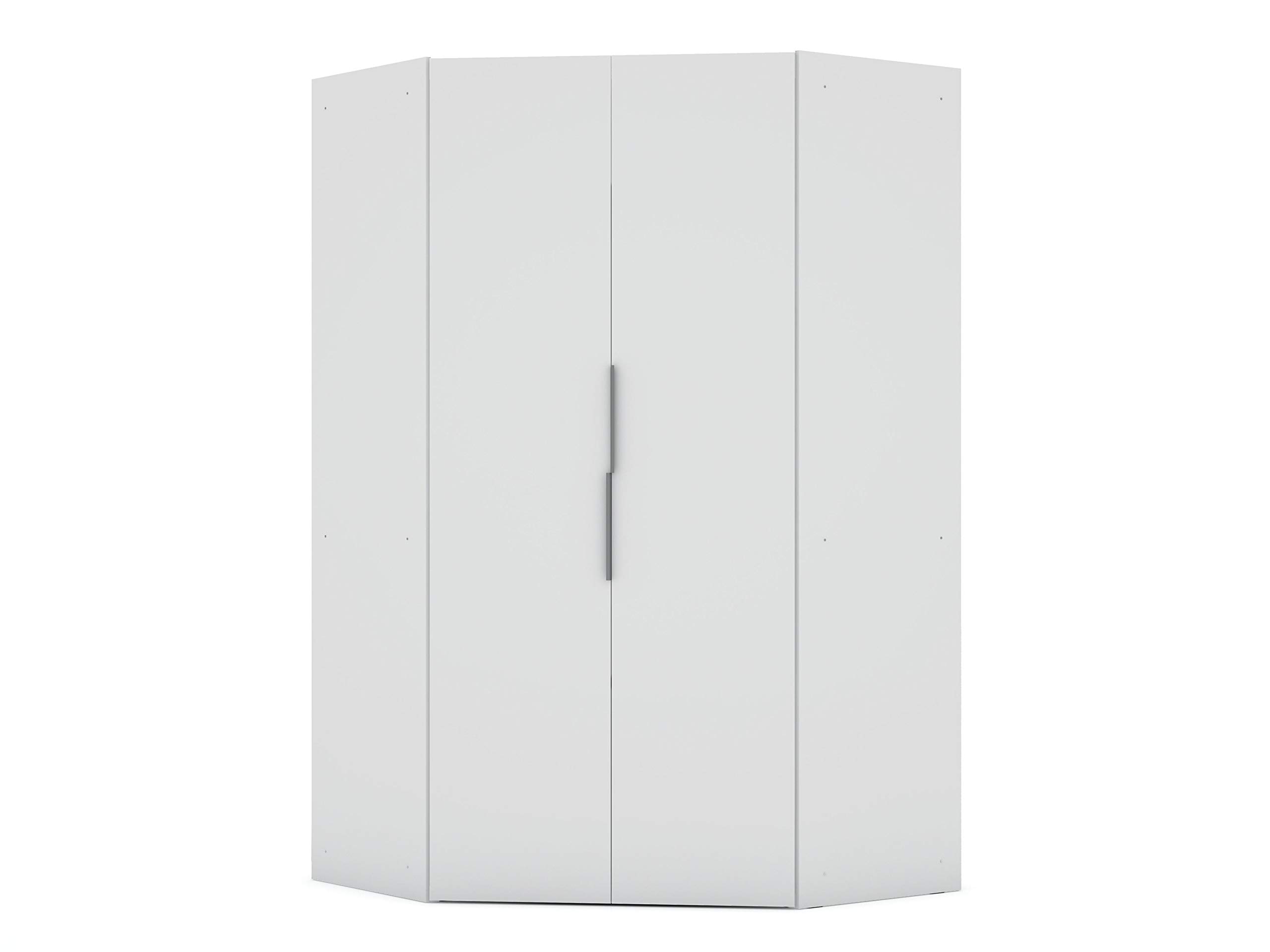 Rockefeller Ultra Modern 2 Door Open Corner Bedroom Closet with Hanging Rods, 65.91