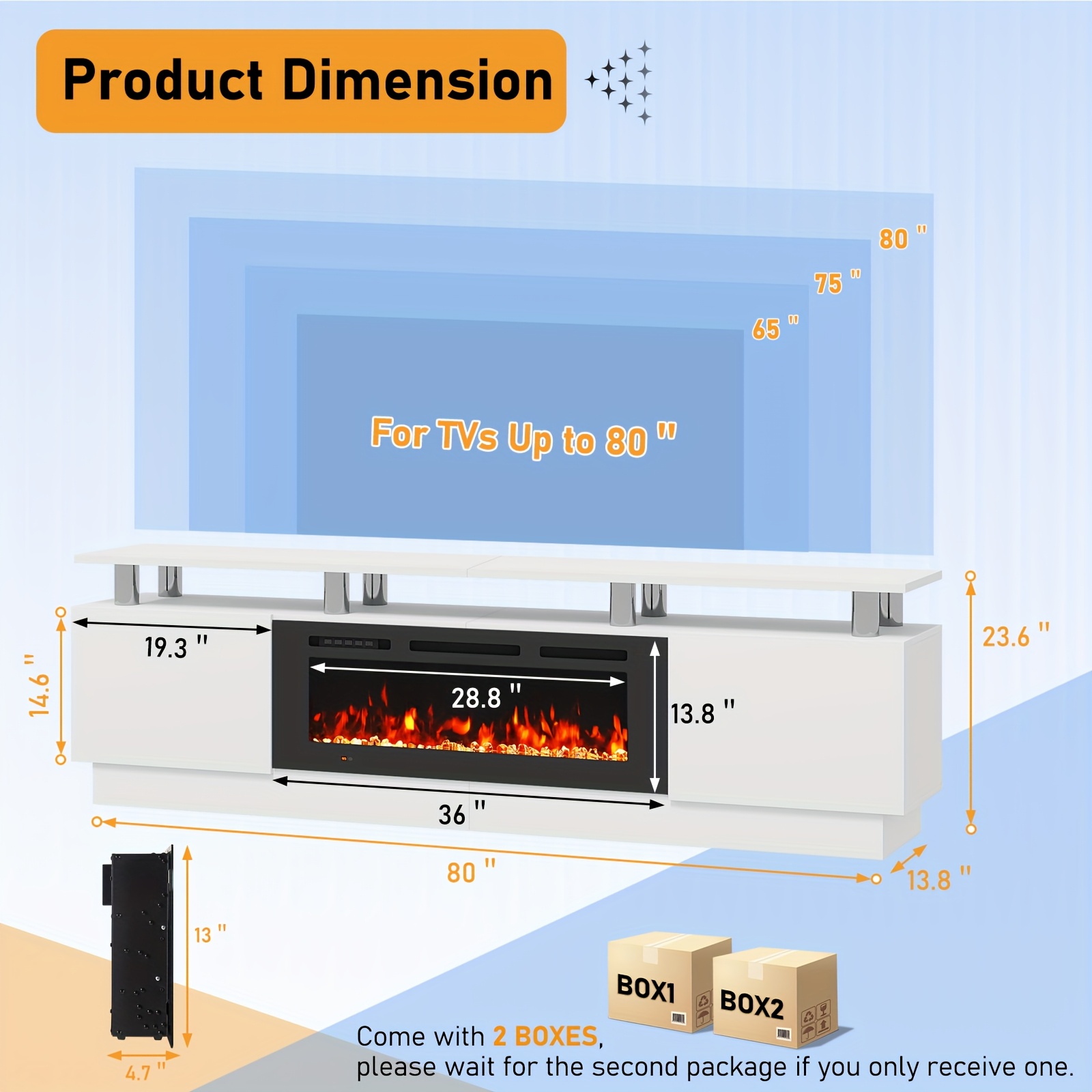 Fireplace TV Stand, 36