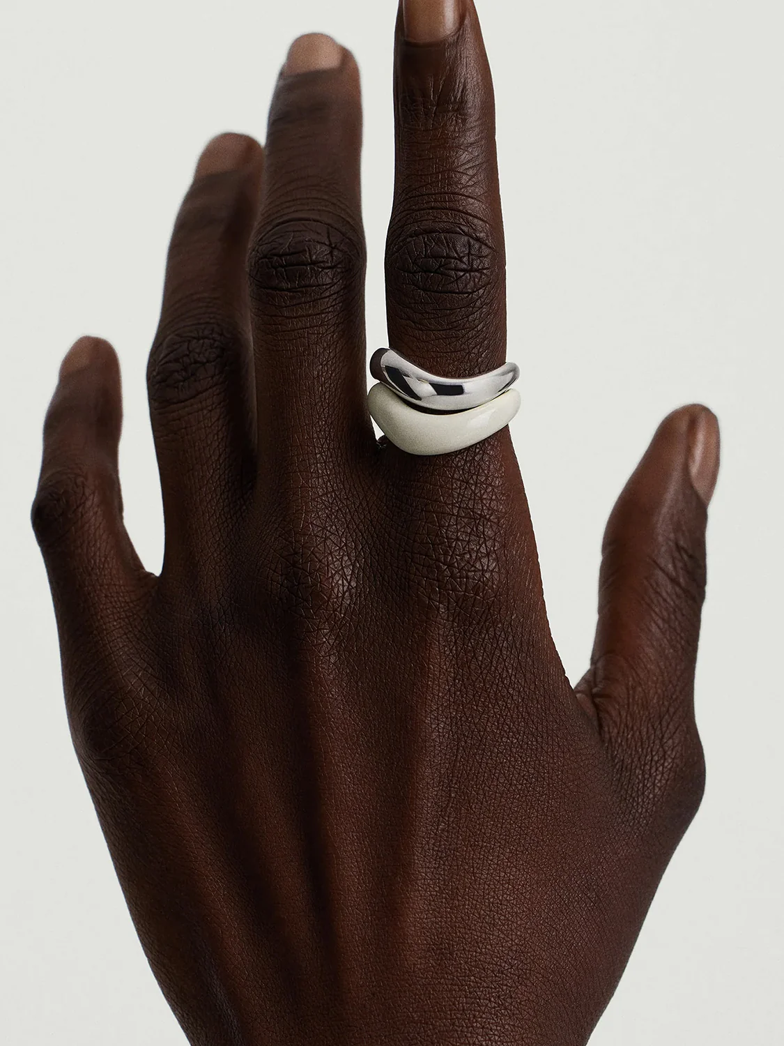 Cream Enamel Dome Wave Ring
