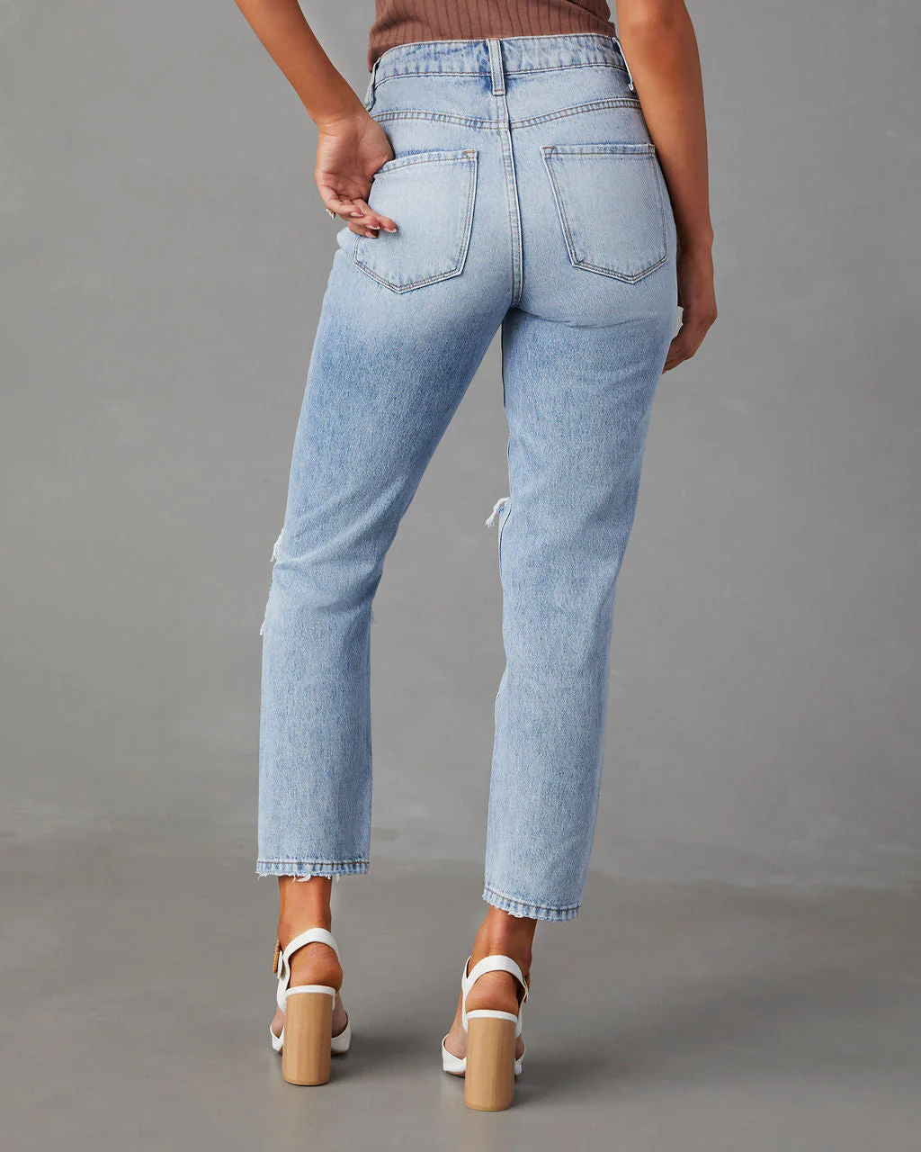 Tyrique High Rise Distressed Straight Leg Jeans