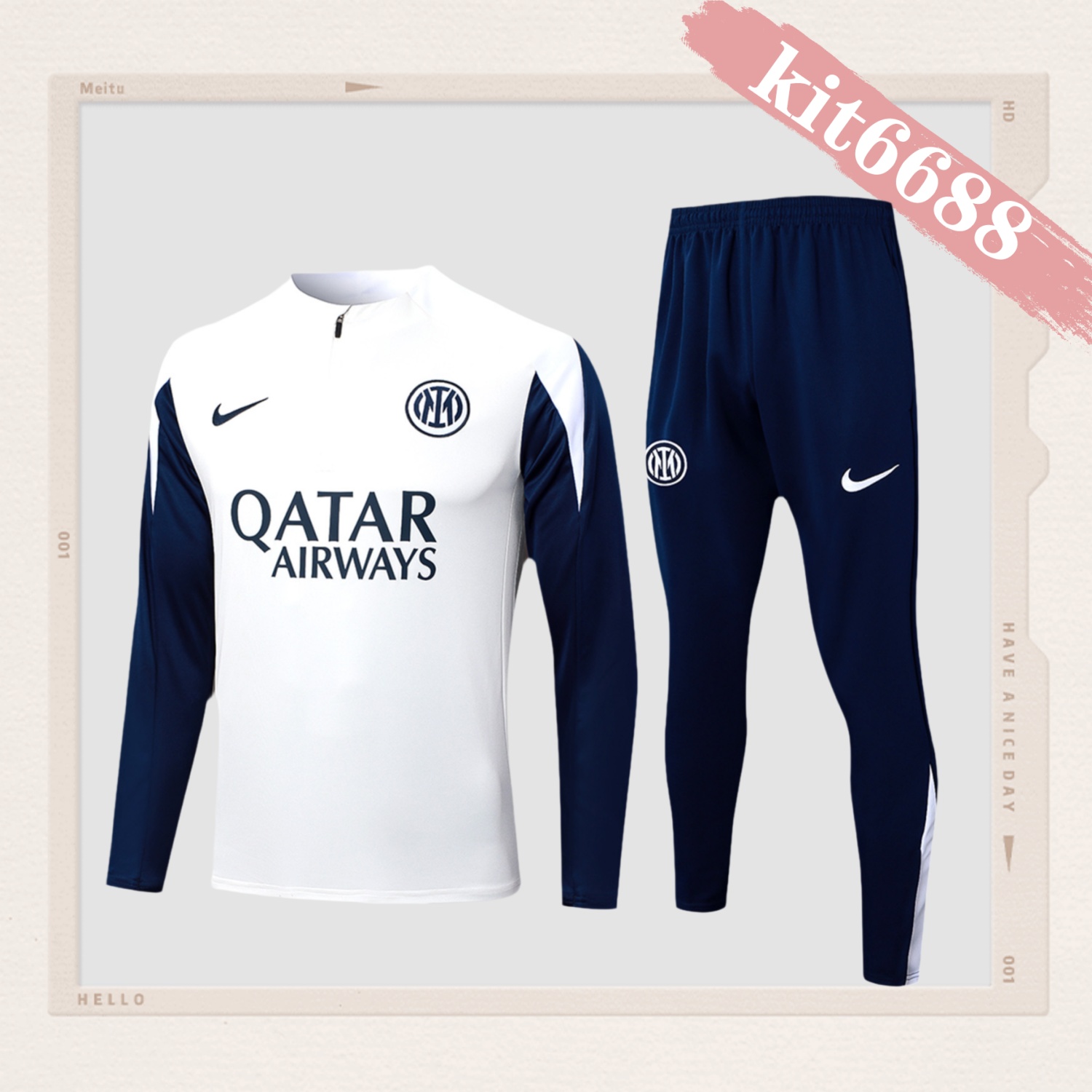 2025/2026 Inter Milan Creamy White Adult Half Zip Training Suit (Adult Kit)