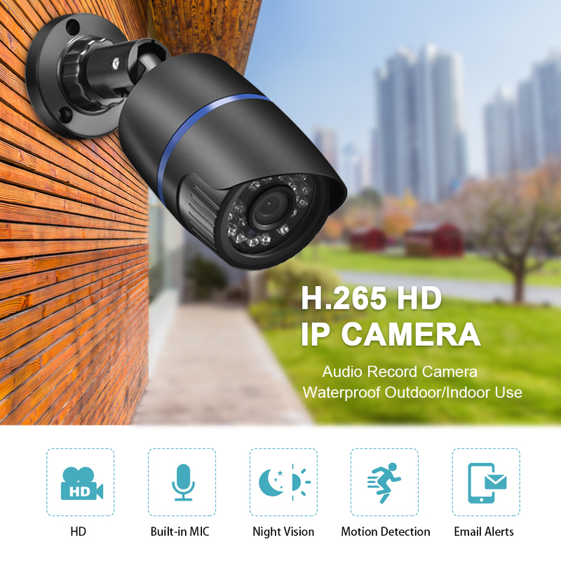 Gadinan 8MP 5MP 4MP Audio POE IP Camera Street Outdoor Surveillance Camera Bullet Video Videcam CCTV IR Leds P2P DC 12V/ 48V POE
