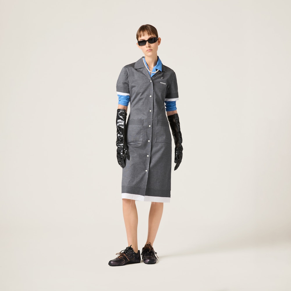 Knit and poplin dress