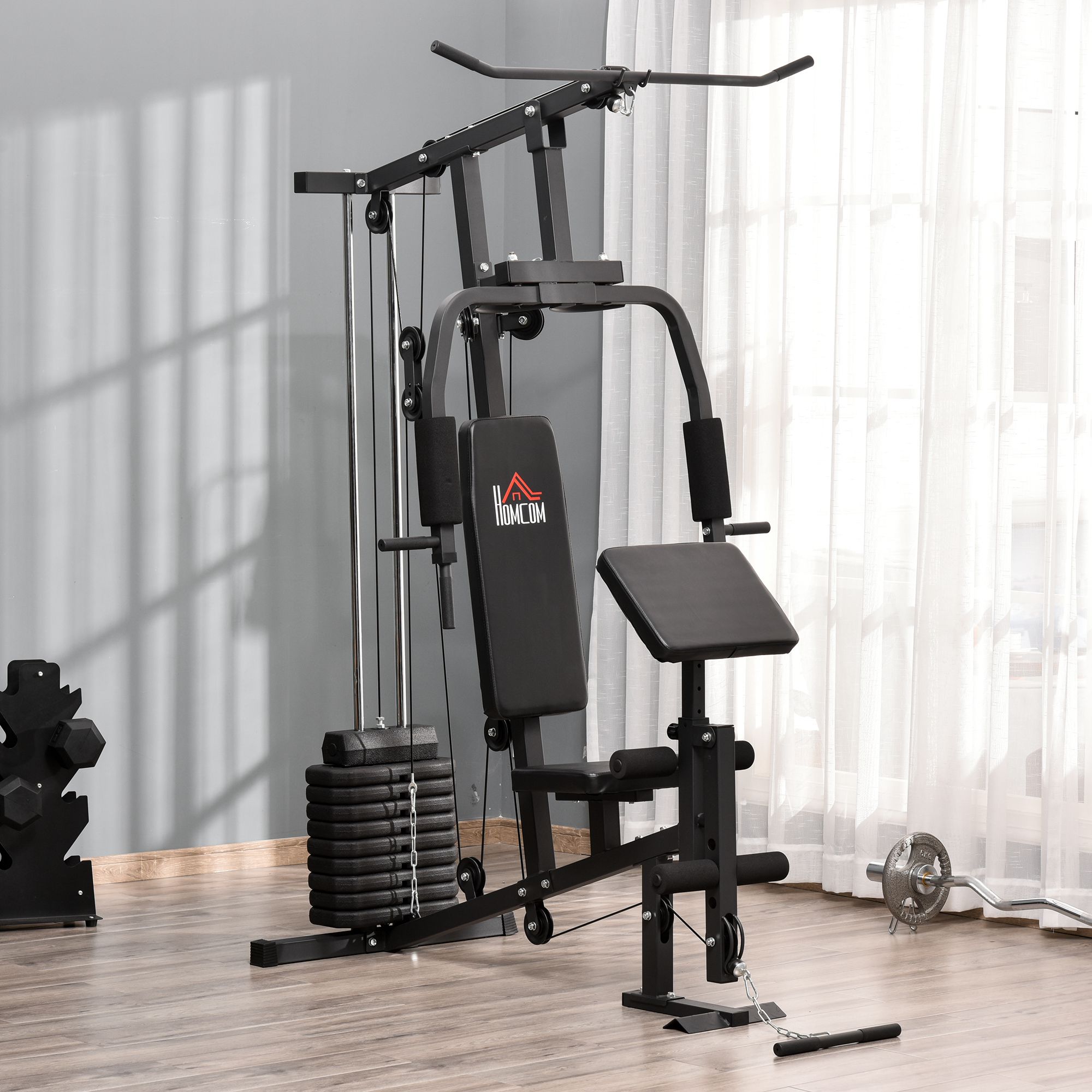 Soozier Multifunctional Home Gym System, 99 lbs of weight stack, suitable for full-body workouts