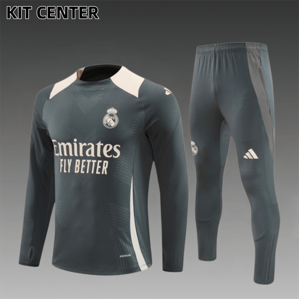 24/25 Real Madrid dark gray Half Zip Training Kit (Adult Kids Kit)