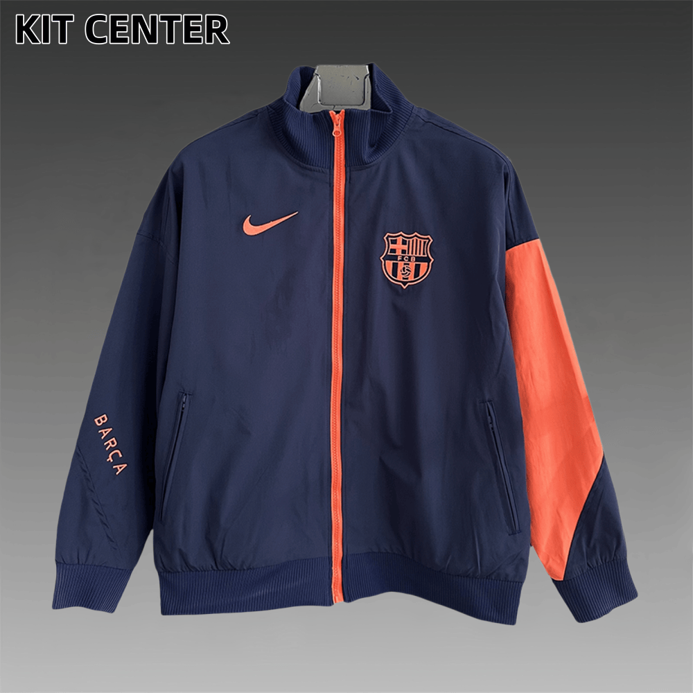 2025/2026 Barcelona Royal Blue with Orange Windbreaker Jacket