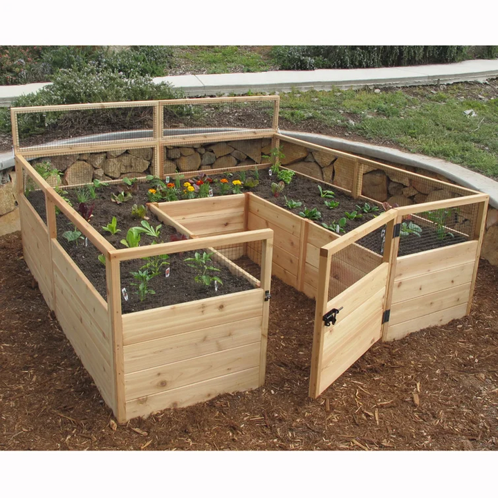8 ft. w x 8 ft. D Cedar Garden in a Box with Deer Fence