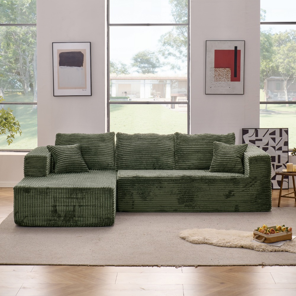 Cloud modular sofa, comfortable L-shaped black sofa, large sleeping sofa for the living room, deep seating, no assembly required