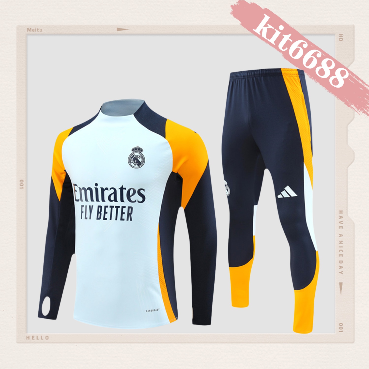 2024/2025 Real Madrid Blue Adult Half Zip Training Kit (Adult Kit)