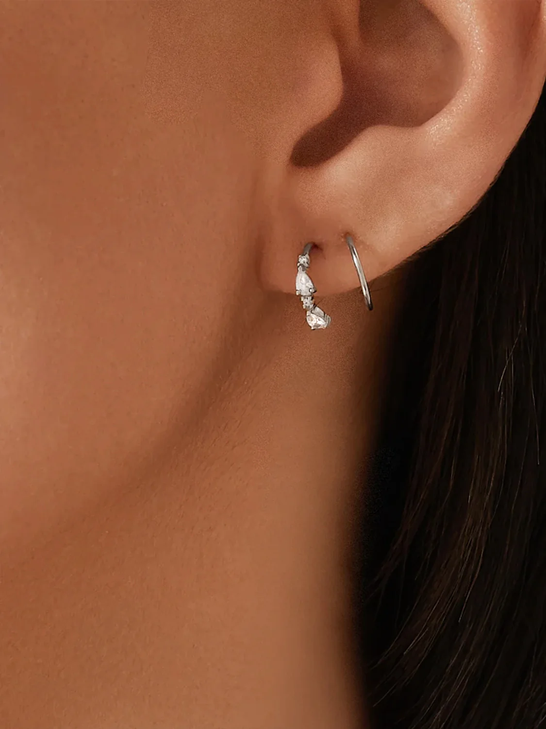 Cascading Sapphire Double Huggies