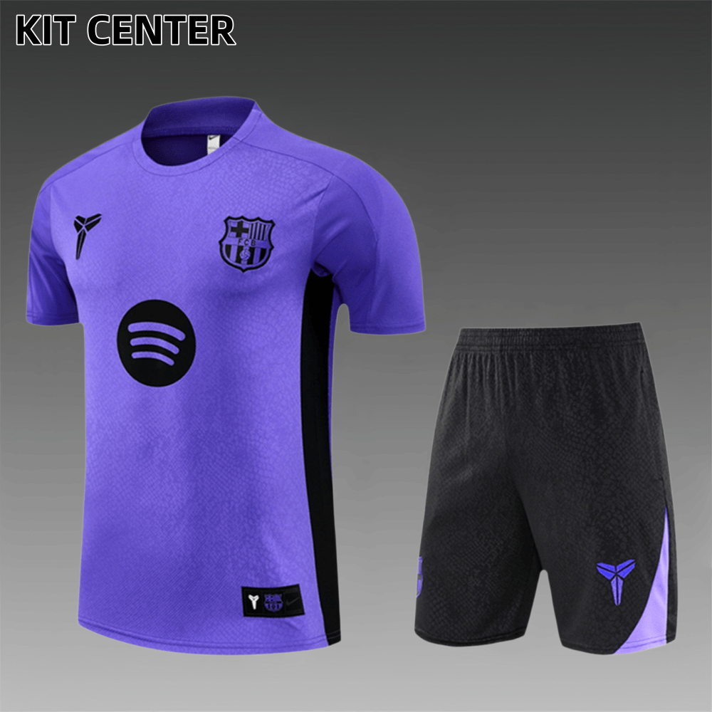 2025/2026 Barcelona Kids Short Sleeve Training Clothes (Kids Kit)