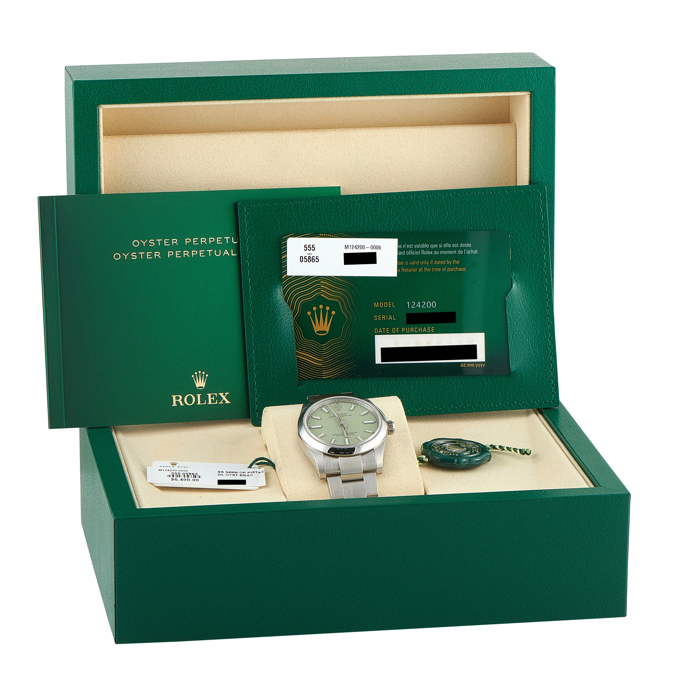 RolexOyster Perpetual 34 Pistachio Dial Steel Watch 124200