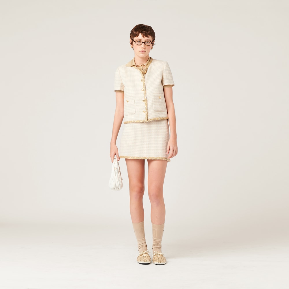 Check lamé miniskirt