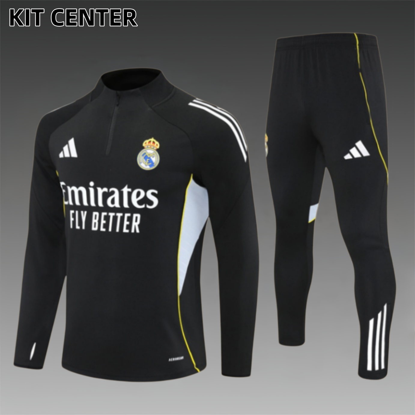 25/26 Real Madrid black Half Zip Training Kit (Adult Kids Kit)