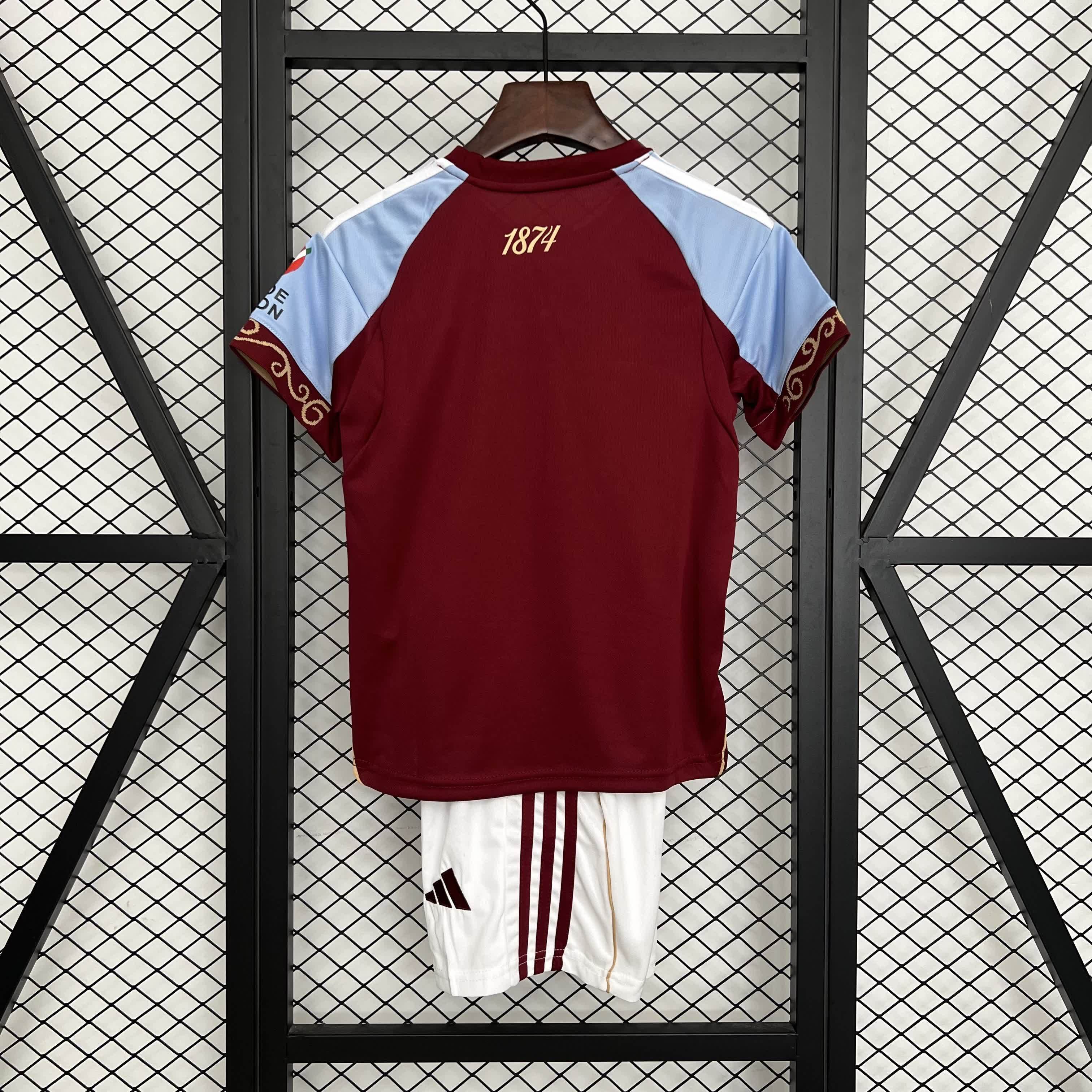 2025/2026 Aston Villa Home Football Shirt （Kids Kit socks）