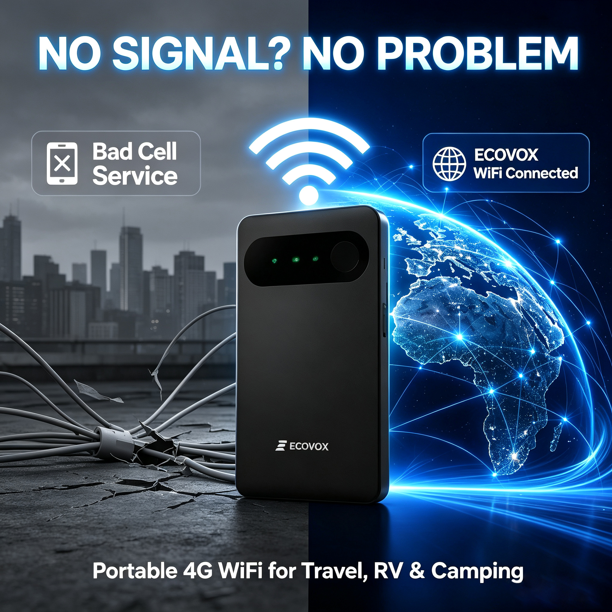 ECOVOX Portable Internet Router | Reliable 4G LTE Mobile Hotspot with Type-C Charging