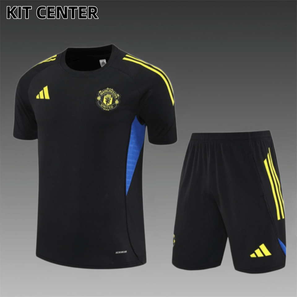 25/26 Manchester United black Short Sleeve Training Wear ( Adult kit Kids )