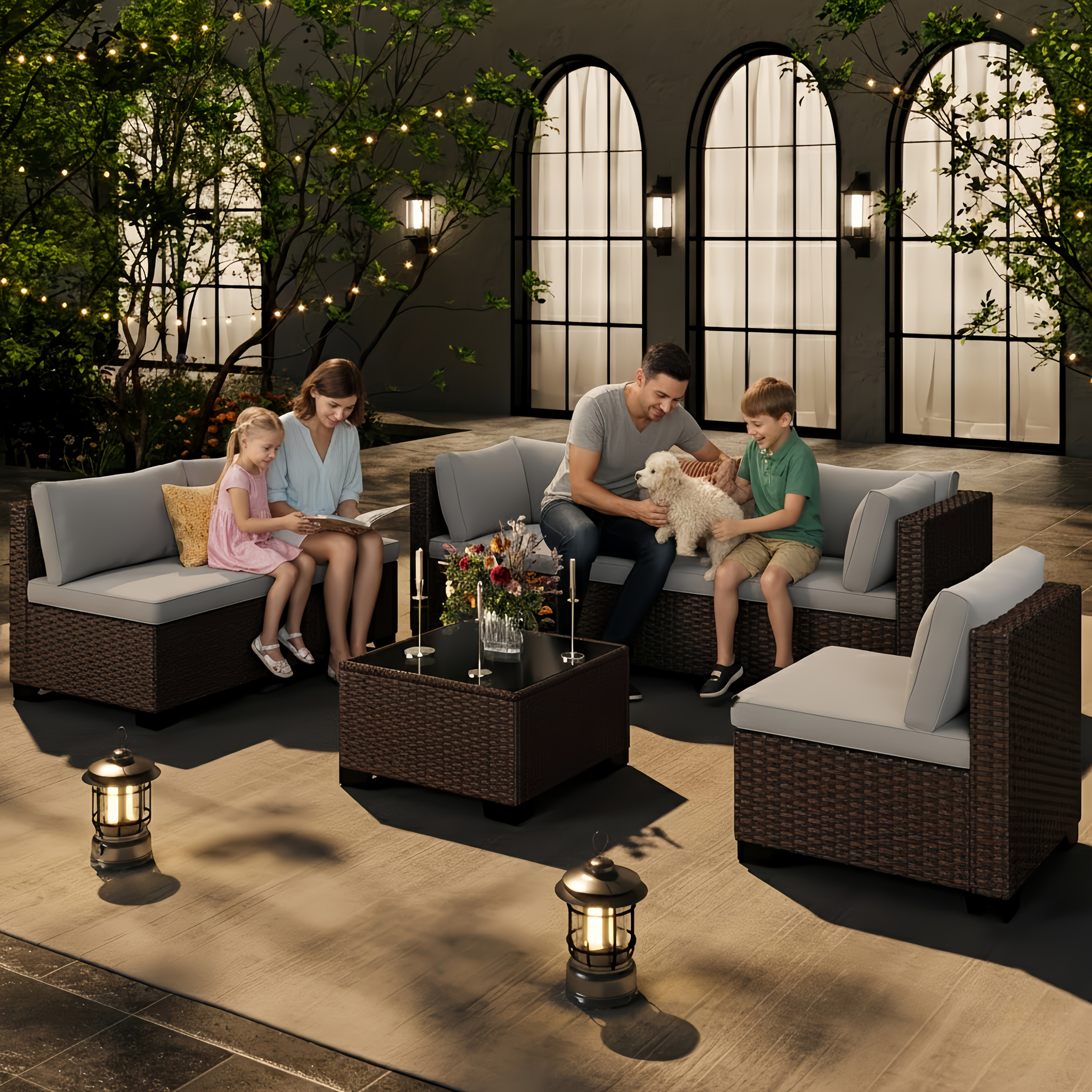 Outdoor Sofa-Outdoor Rattan Sofa Set-WR710-Yellow