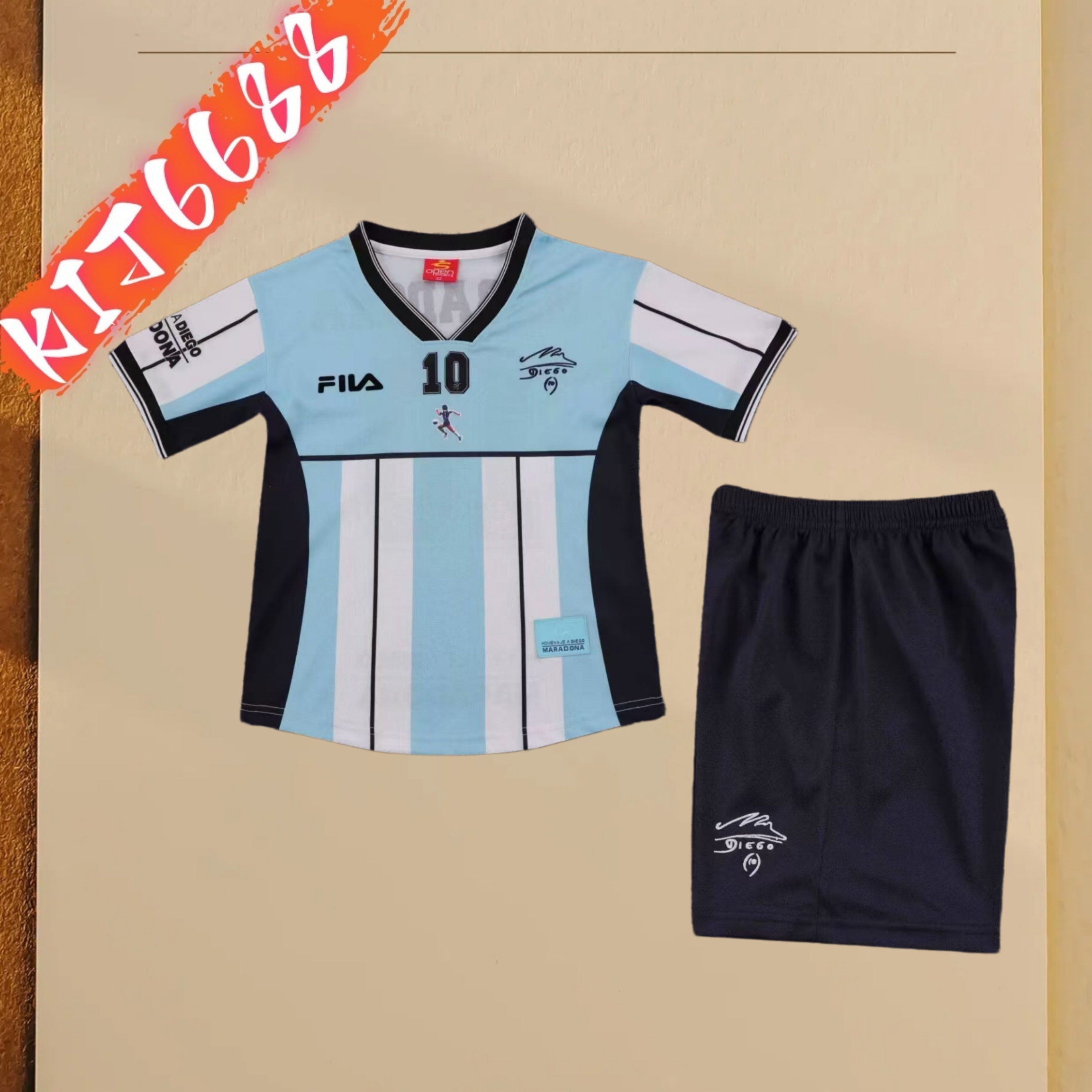 2001 Argentin Maradona Commemorative Edition Retro Football Shirt ( Kids Kit )
