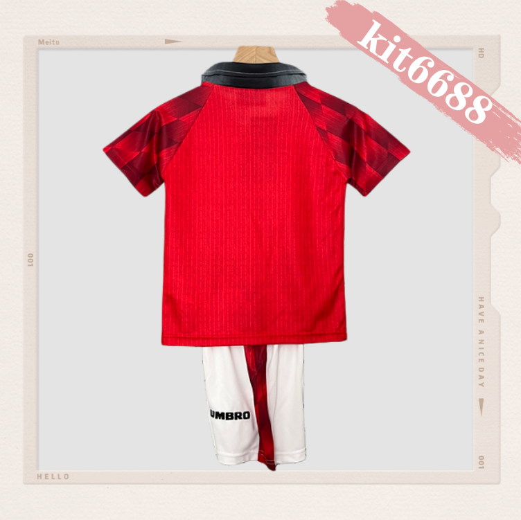 96/97 Manchester United home ground Retro Football Soccer Kids Kit