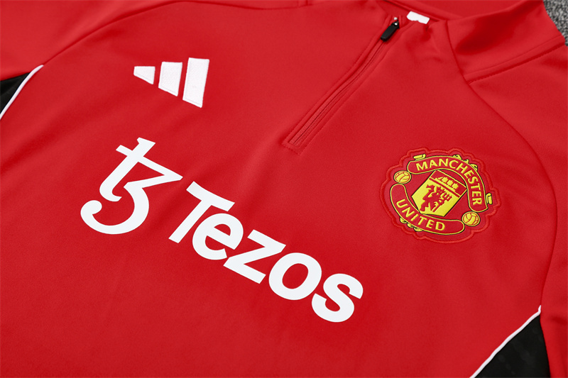 25/26 Manchester United red  Half Zip Training Kit (Adult Kids Kit)