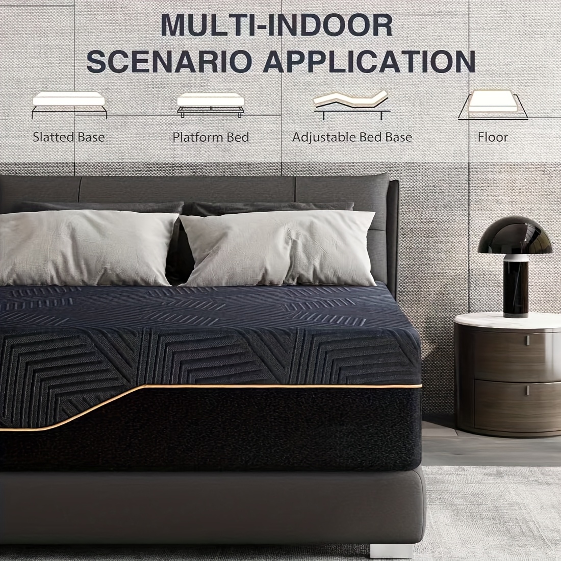 Adjustable memory foam mattress with soft polyester fiber cover - no power required, suitable for bedrooms, hotels, and home use, modern design