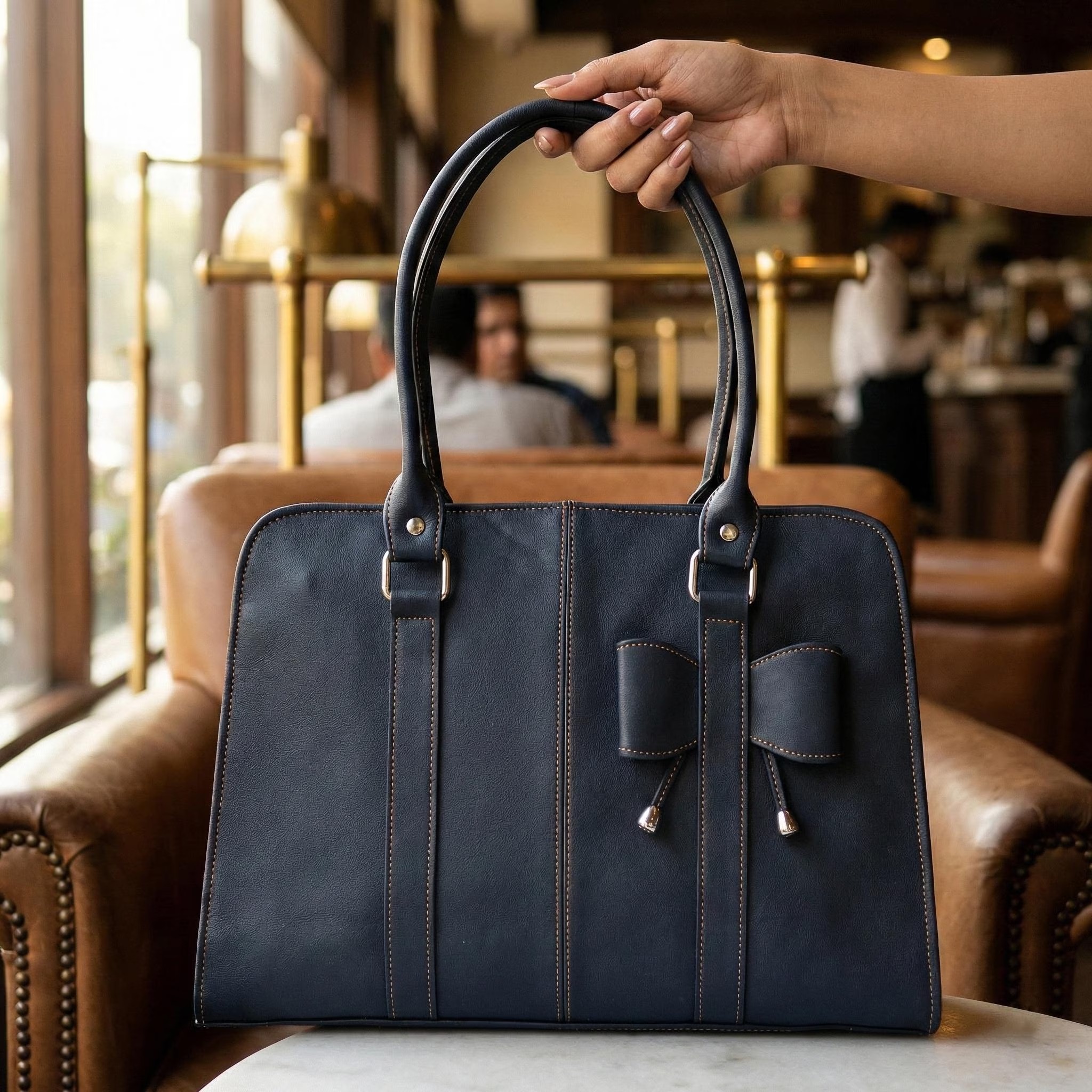 Elegant Bow-Detail Leather Satchel