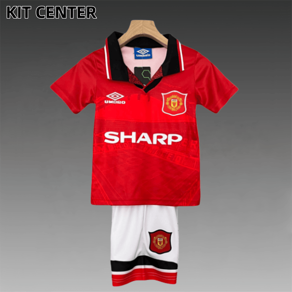 94/96 Manchester United home ground Retro Football Soccer Kids Kit
