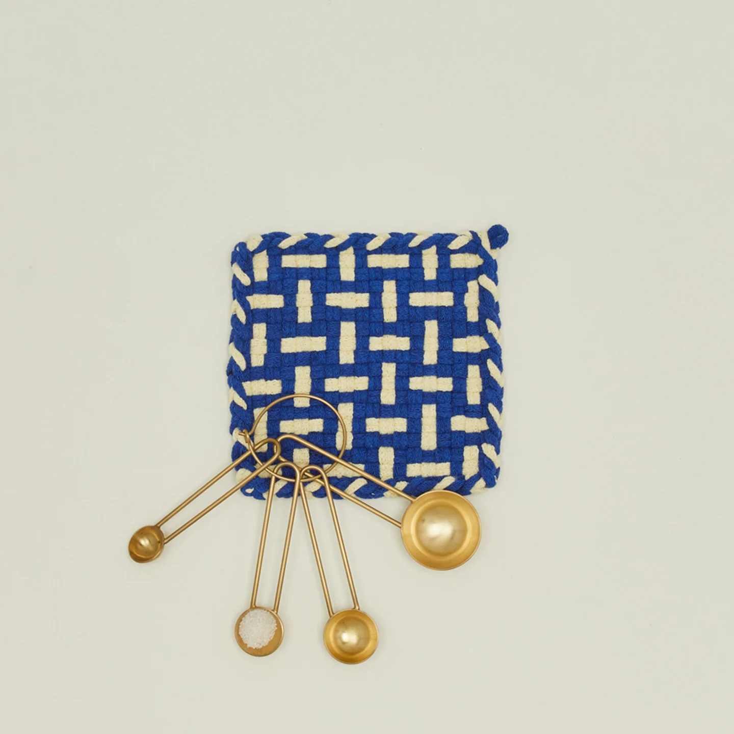 Parquet Handwoven Pot Holder - Blue/Yellow