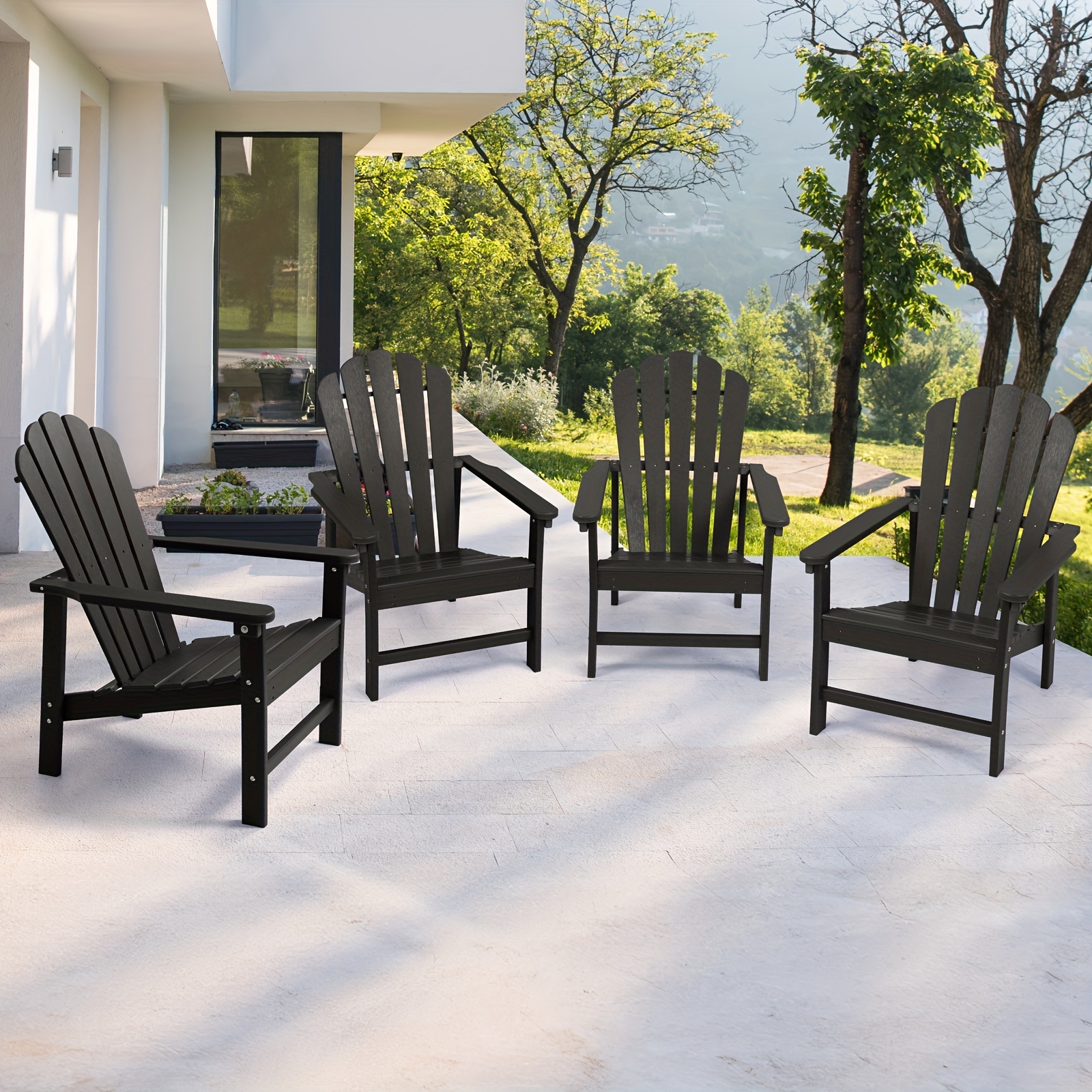 Stackable Adirondack Chairs Set of 4, Stackable Adirondack Chairs for Relaxation, HDPE All-Weather Classic Patio Adirondack Chairs, Fire Pit Chairs for Outdoor Porches