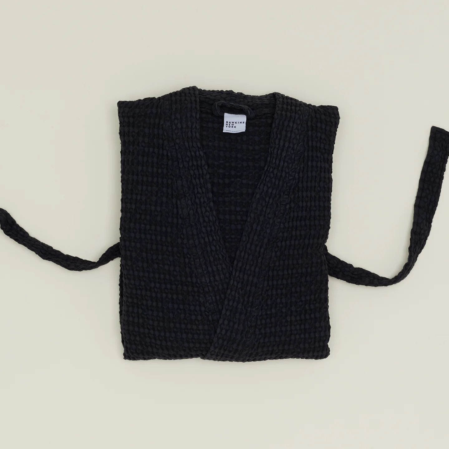 Simple Waffle Bathrobe - Black