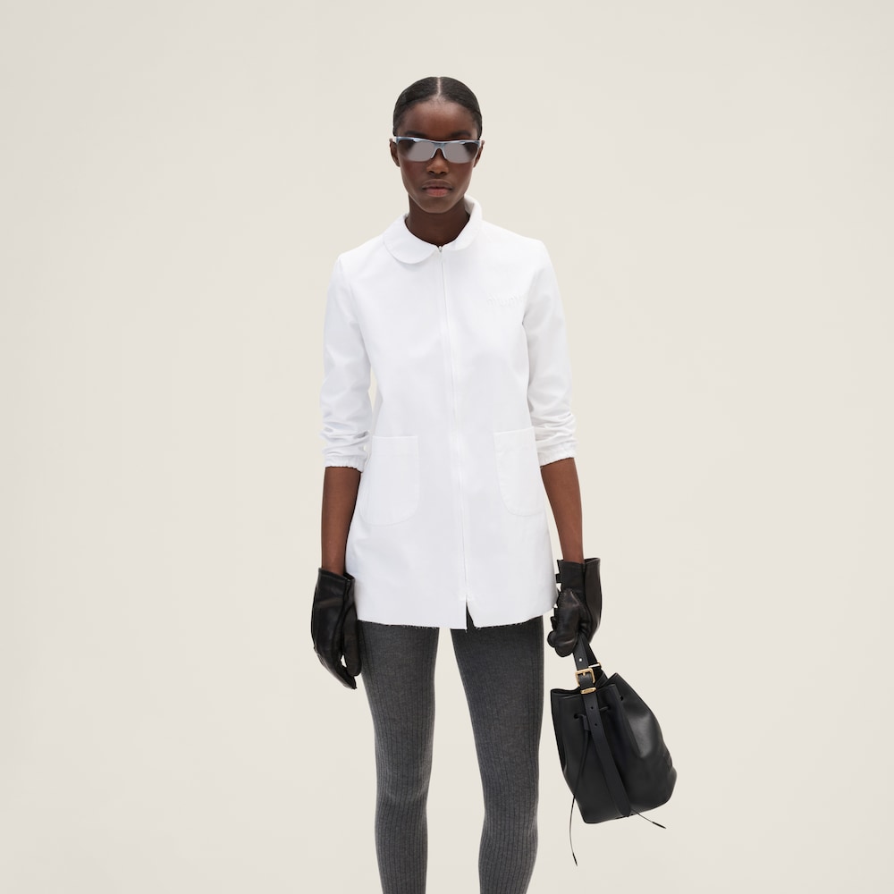 Poplin and jersey mini-dress