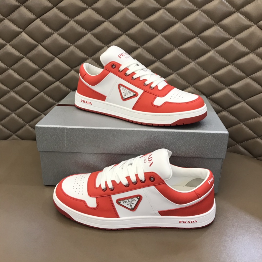 Prada Downtown Perforated Leather Sneakers