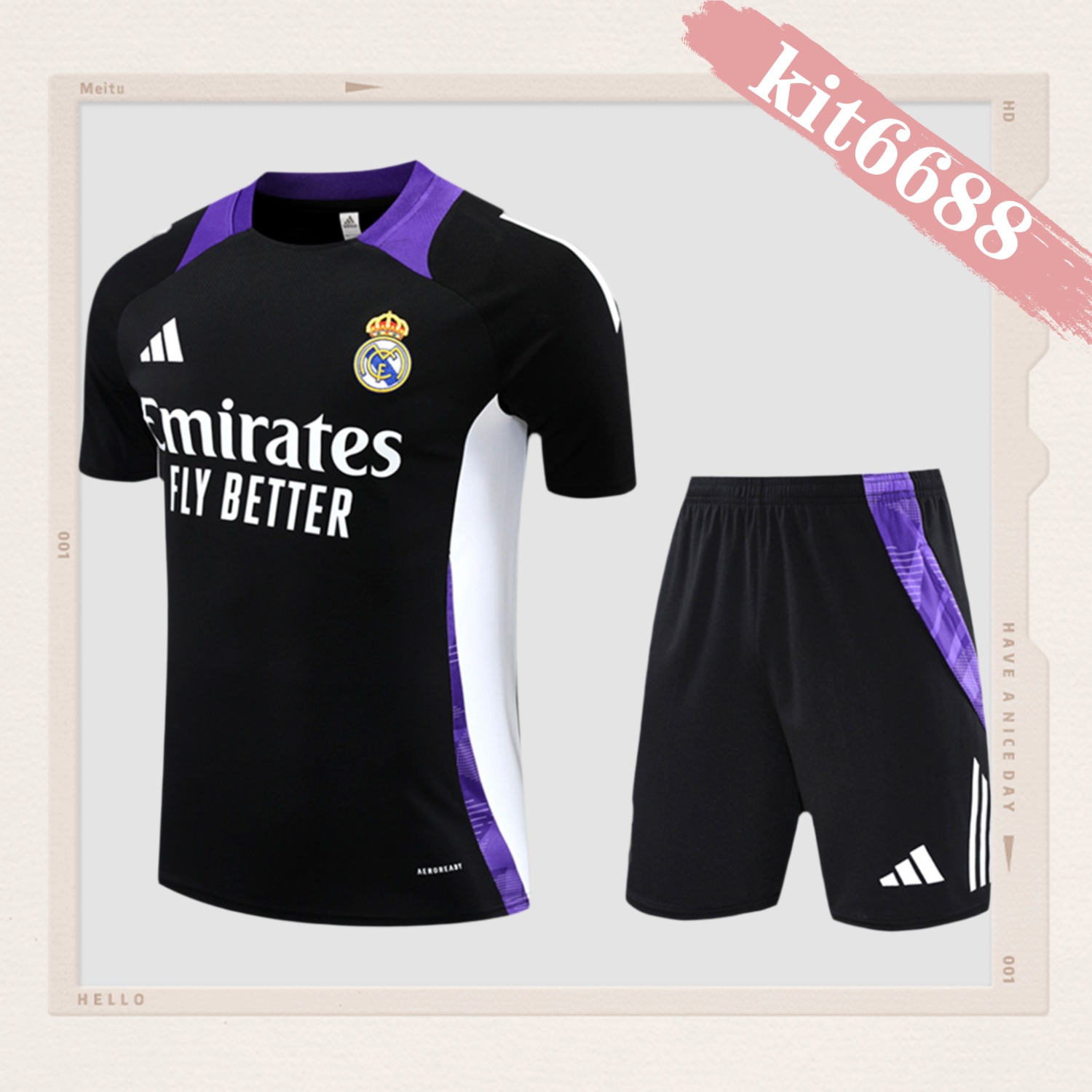 2024/2025 Real Madrid Black Short Sleeve Training Kit for Kids (Kids Kit)