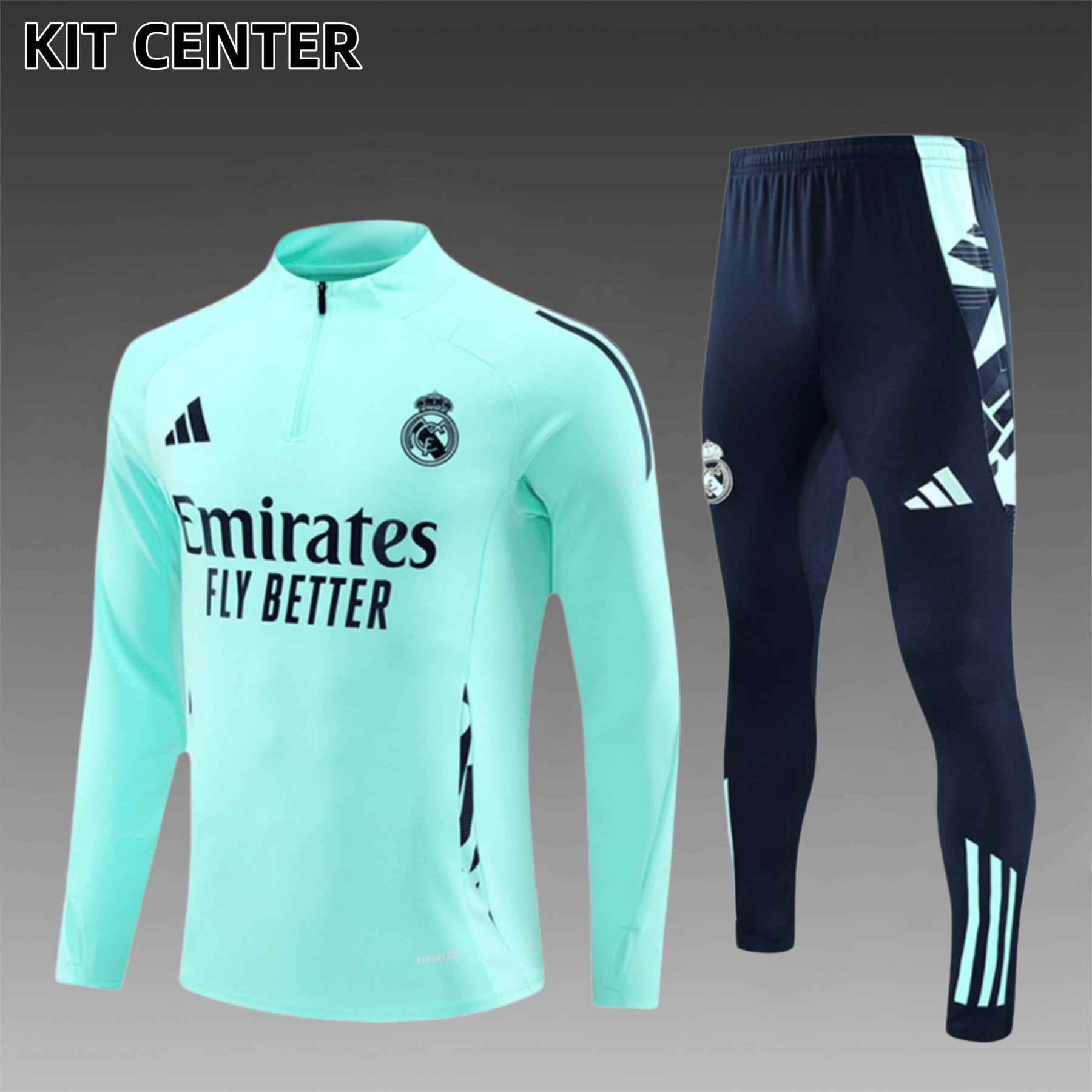 2024/2025 Real Madrid Blue Adult Half Zip Training Kit (Adult Kit)