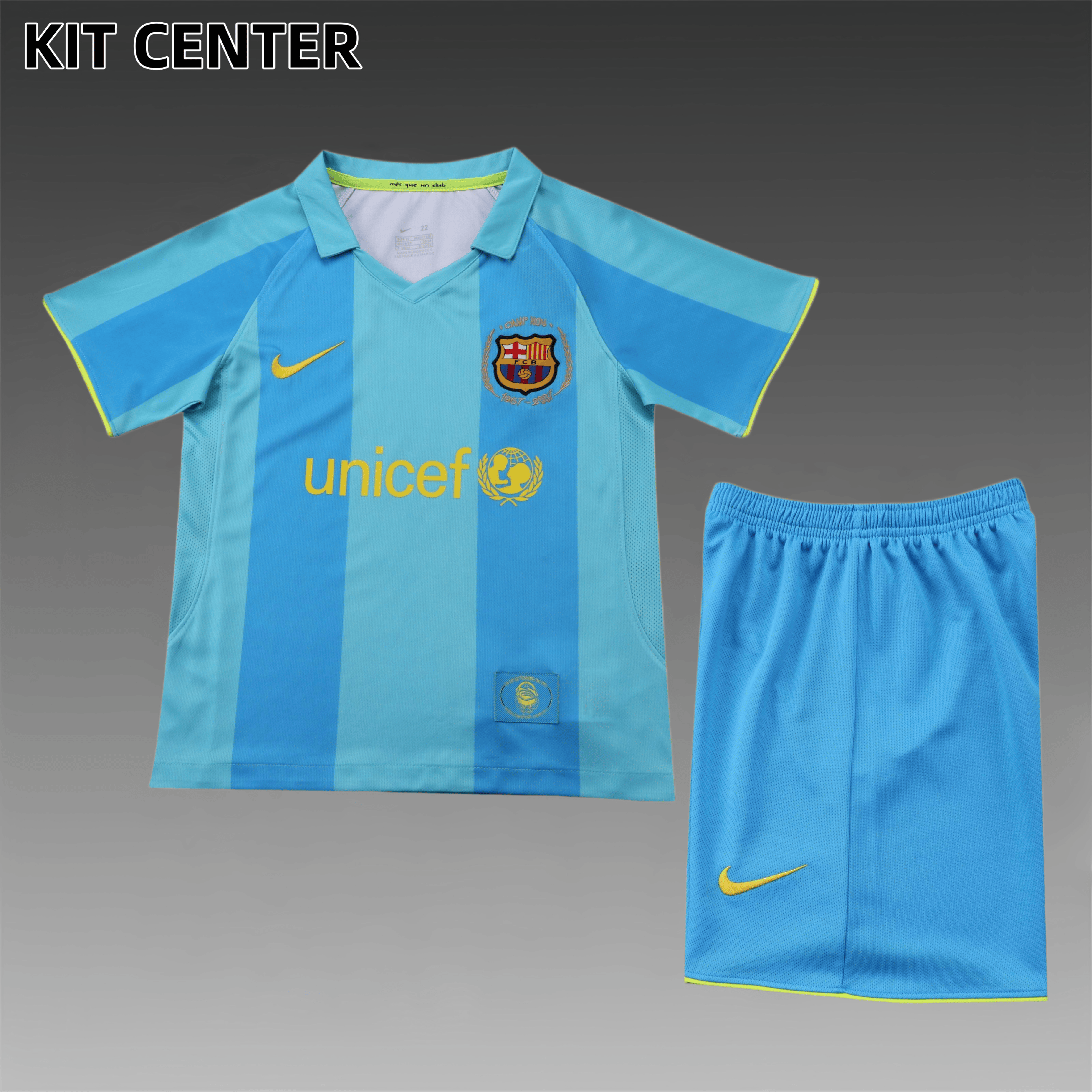 2007/2008 Barcelona Away Retro Kids Kit(Kids Kit)