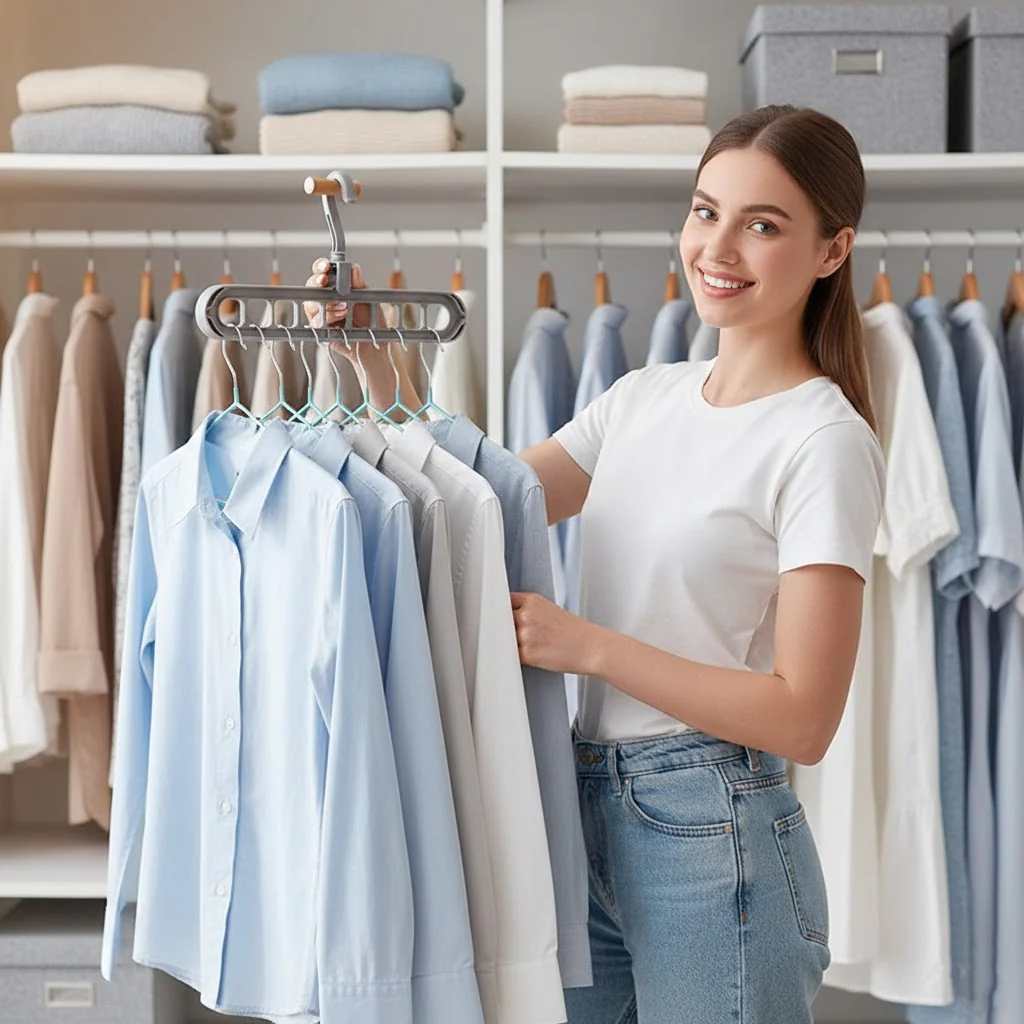 9-in-1 Space Saver! –🤩Rotating Windproof Clothes Organizer (2pcs)