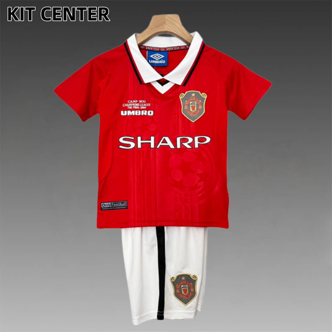 99/90 Manchester United home ground Retro Football Soccer Kids Kit