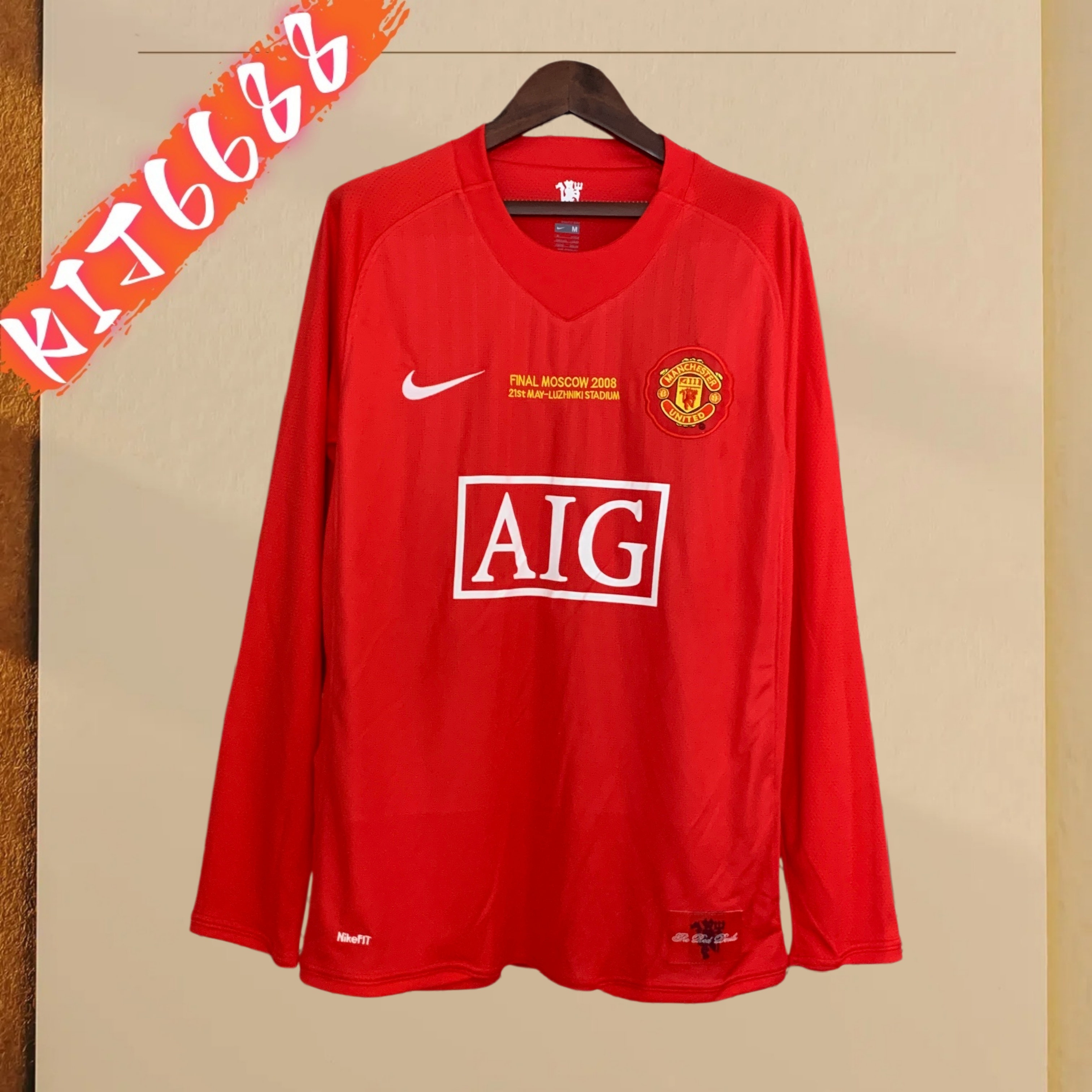 07/08 Manchester United  home Champions League version  long sleeved retro football jersey