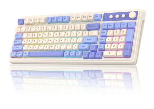 AULA S99 Multi-Device Wireless Gaming Keyboard, 2.4G / Bluetooth / USB-C Wired, Creamy Retro Lighted Keyboard with Media Knob & Number Pad for PC Laptop